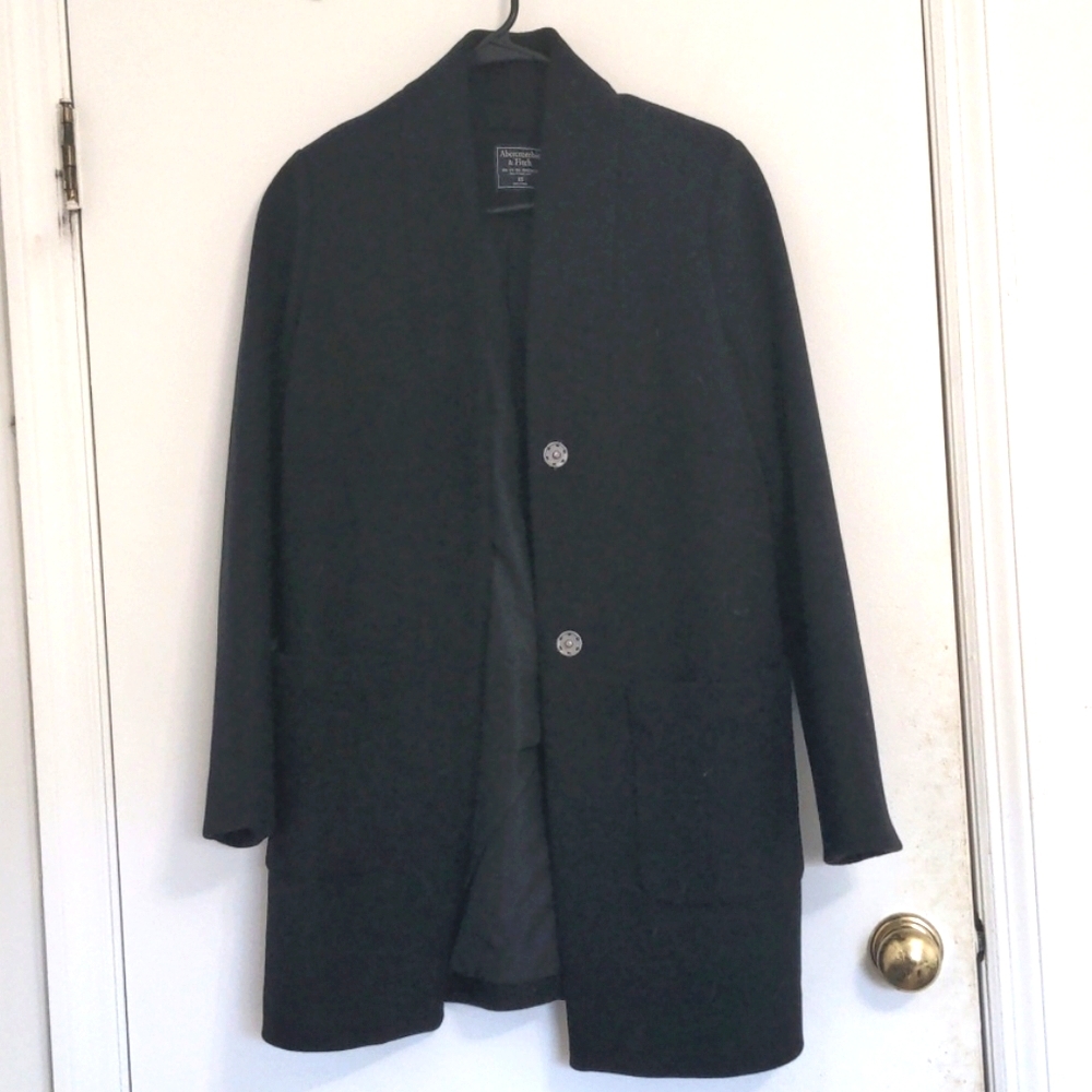 NWOT black wool-blend dad coat